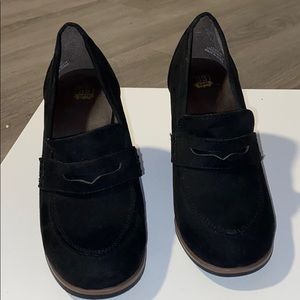 Black suede wedges